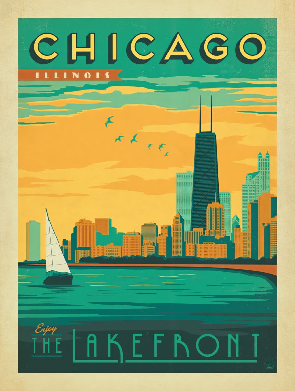 Chicago Lakefront travel poster by VINTAGE POSTER
